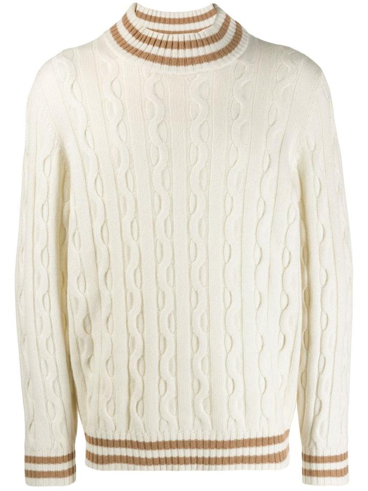Brunello Cucinelli Striped Trim Jumper - Neutrals
