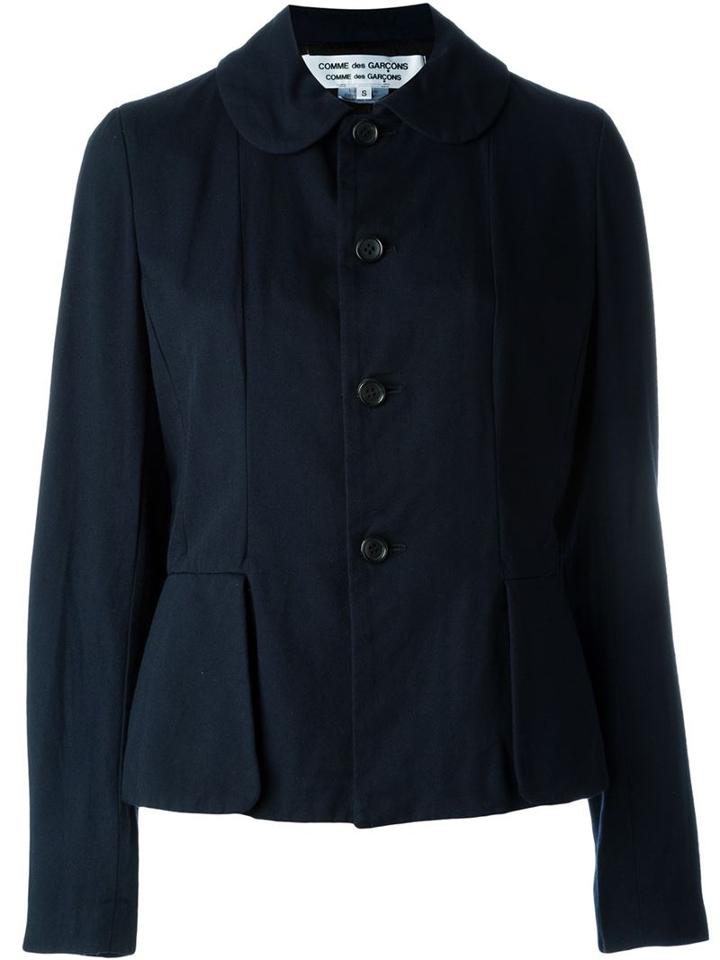 Comme Des Garçons Comme Des Garçons Buttoned Peplum Jacket, Women's, Size: S, Blue, Nylon/cupro