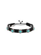 Saint Laurent Black Navajo Metal, Stone And Leather Bracelet -