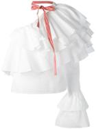 Rosie Assoulin - Asymmetric Frilled Blouse - Women - Cotton - Xs, White, Cotton