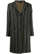 Aspesi Striped Single Breasted Coat - Grey