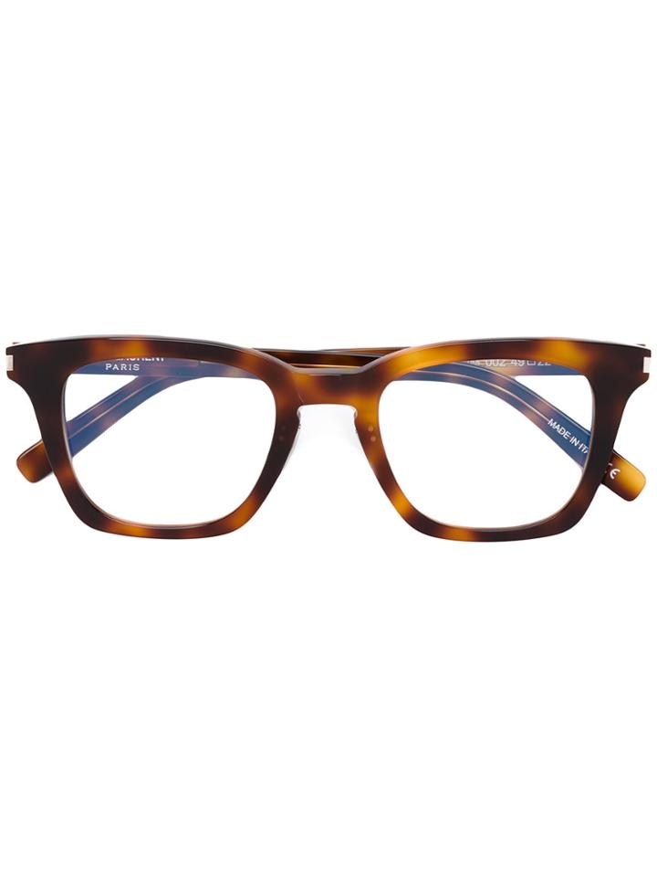 Saint Laurent Eyewear Square Frame Glasses - Brown