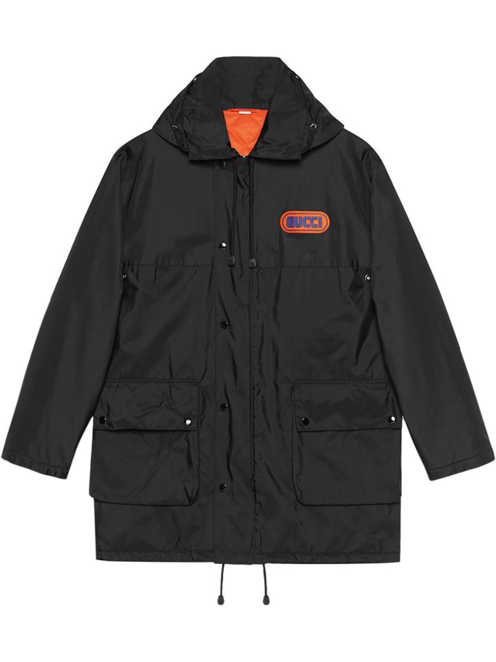 Gucci Nylon Jacket With Gucci Patch - Black