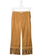 Alberta Ferretti Kids Teen Fringed Cuff Trousers - Neutrals