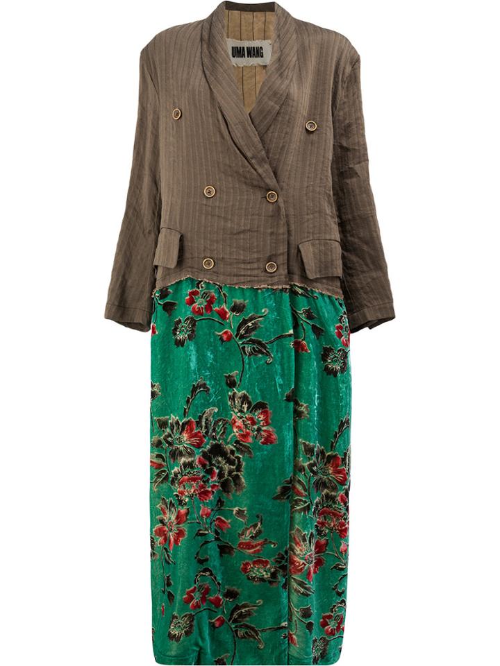 Uma Wang Double Design Double Breasted Coat - Brown