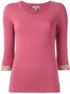 Burberry Housecheck Detail T-shirt, Women's, Size: Medium, Pink/purple, Cotton/spandex/elastane