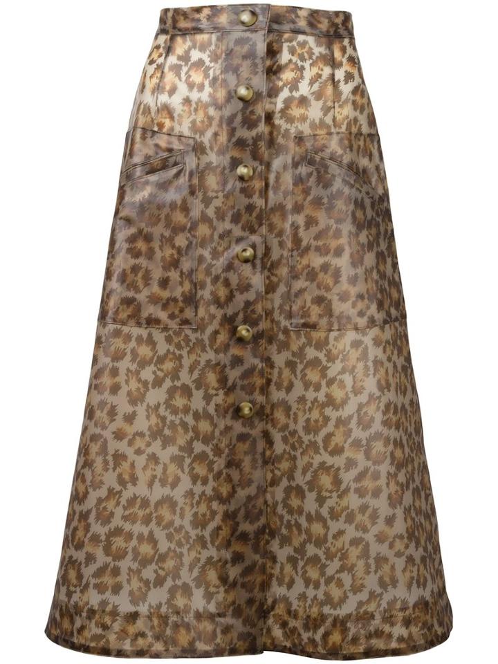 Christopher Kane Leopard Print Midi Skirt, Women's, Size: 40, Brown, Polyurethane