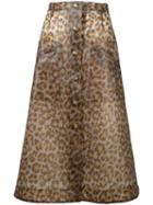 Christopher Kane Leopard Print Midi Skirt, Women's, Size: 40, Brown, Polyurethane