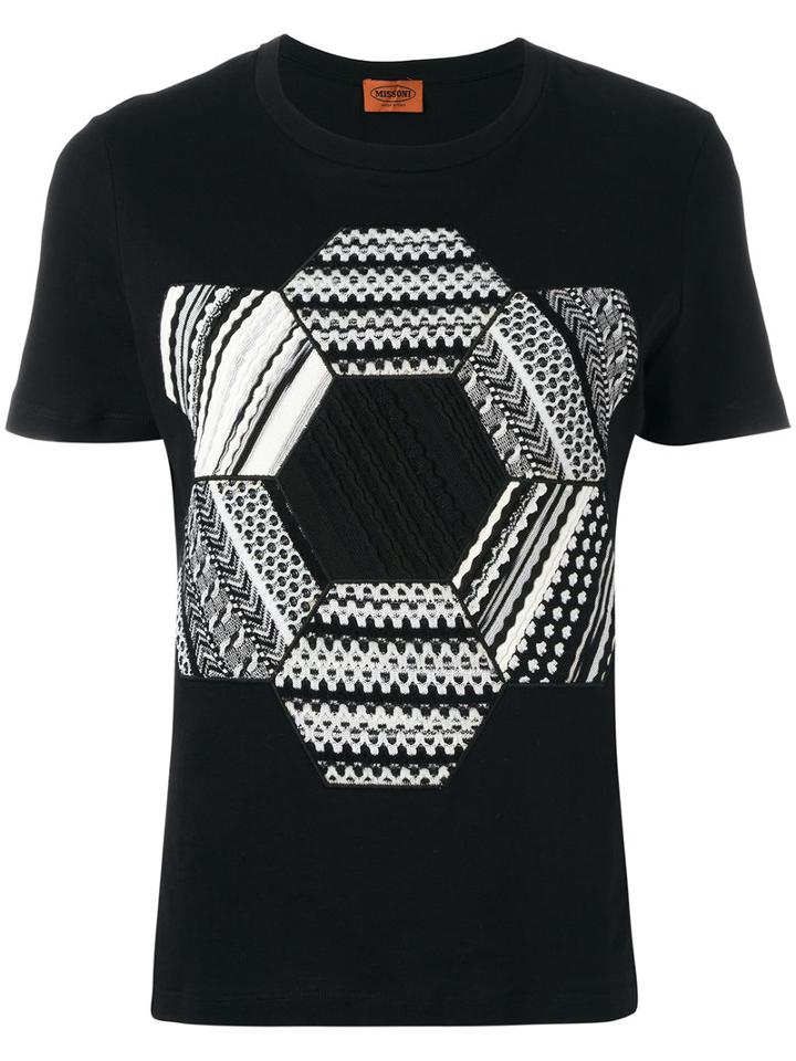 Missoni Knitted Patch T-shirt, Women's, Size: Small, Black, Cotton/nylon/spandex/elastane/cotton