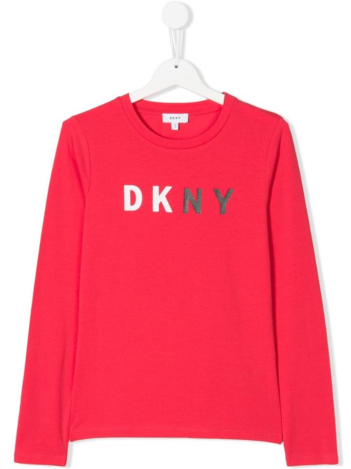 Dkny Kids Logo Print Sweatshirt - Pink & Purple