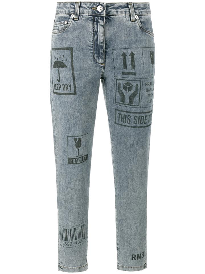 Moschino Packaging Print Skinny Jeans - Blue