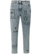 Moschino Packaging Print Skinny Jeans - Blue