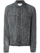Lost & Found Rooms Frayed Denim Jacket, Men's, Size: Small, Grey, Cotton/linen/flax