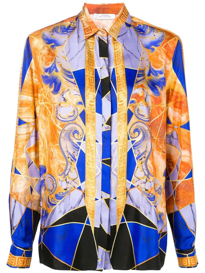 Versace Collection Geometric Pattern Shirt - Orange