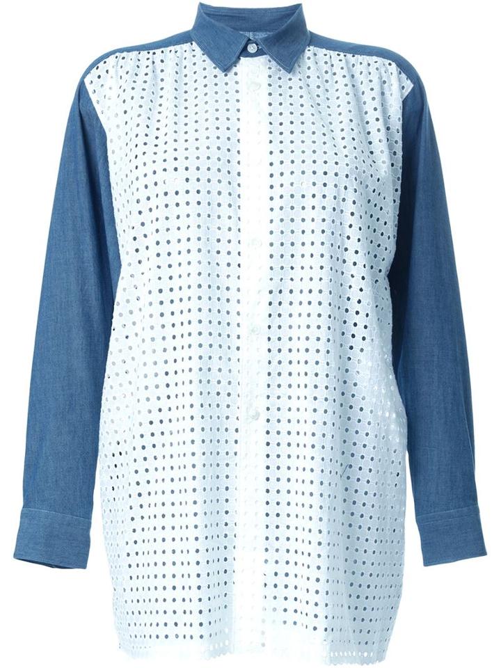 Junya Watanabe Comme Des Garçons Broderie Anglaise Panel Denim Shirt