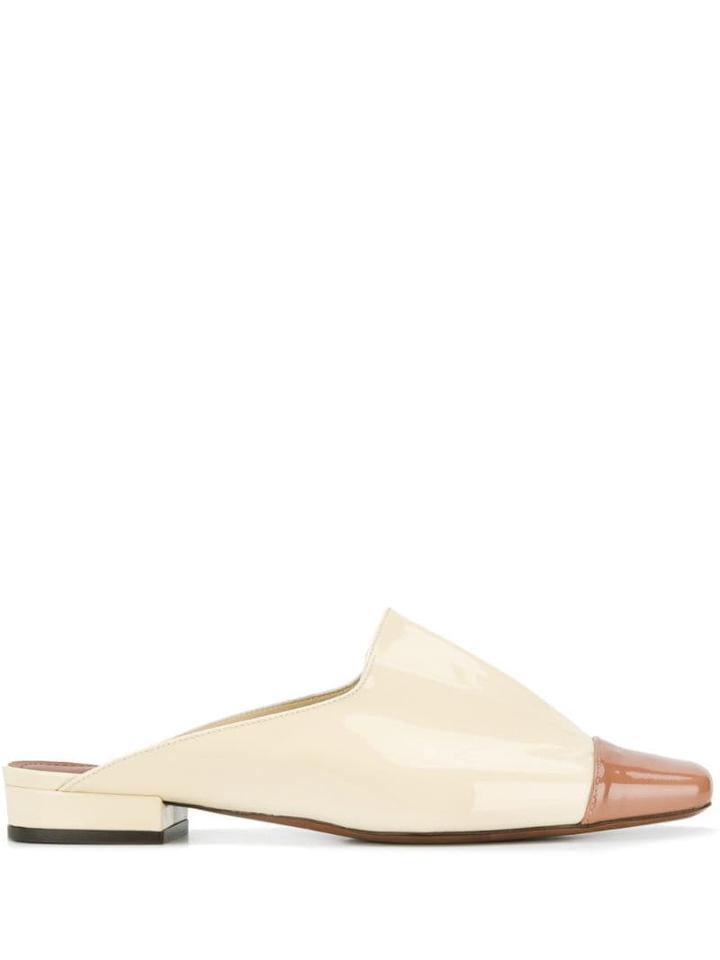 L'autre Chose Vernice Slide Mules - Neutrals