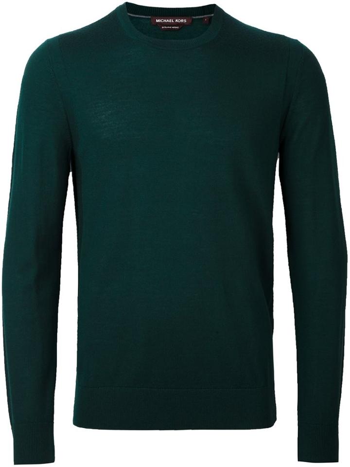 Michael Kors Crew Neck Jumper, Men's, Size: Xxl, Green, Merino