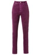 Amapô Velvet High Waist Skinny Trousers, Women's, Size: 38, Pink/purple, Cotton/elastodiene