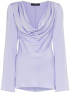 Ellery Arshile Cowl Neck And Fluted Sleeve Top - Pink & Purple