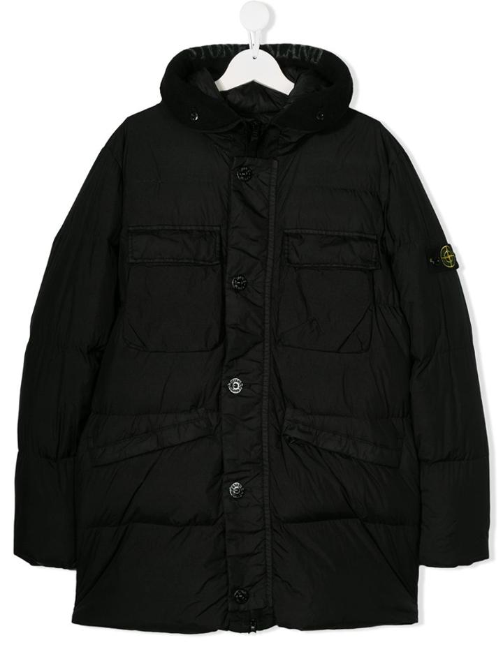 Stone Island Junior Teen Hooded Puffer Jacket - Black