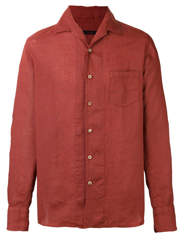 The Gigi - Plain Shirt - Men - Linen/flax - 42, Red, Linen/flax