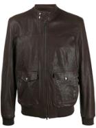 Herno Patch Pockets Leather Jacket - Brown