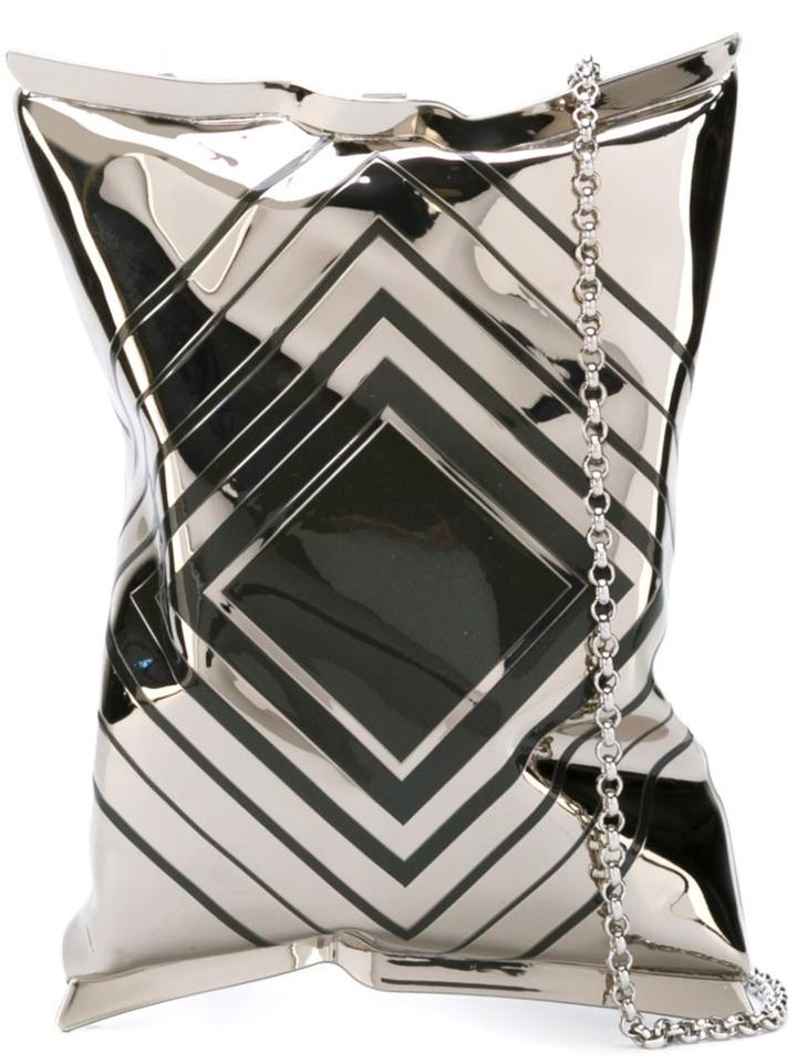 Anya Hindmarch Crisp Packet Clutch, Women's, Grey, Brass/calf Leather