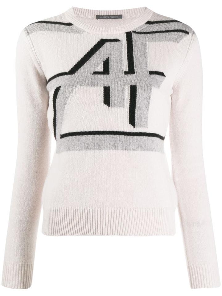 Alberta Ferretti Intarsia-knit Jumper - White