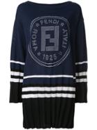 Fendi Vintage Logo Print Sweater Dress - Blue