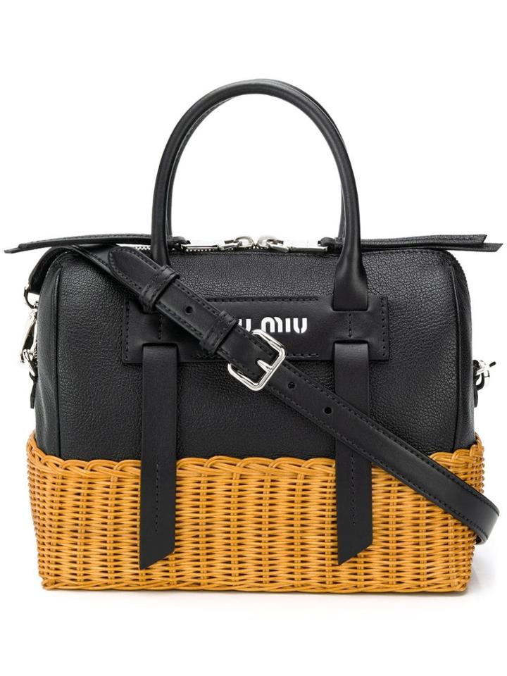 Miu Miu Basket Detail Tote Bag - Black