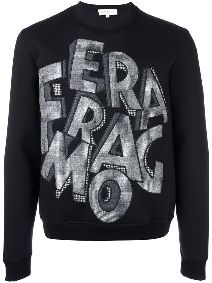 Salvatore Ferragamo Logo Sweatshirt, Men's, Size: Medium, Black, Cotton/polyurethane/wool