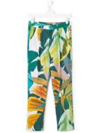 Tagliatore Junior Palm Print Trousers - Green
