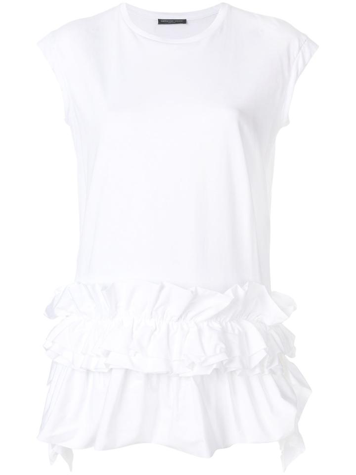 Alexander Mcqueen Ruffle Hem Longline T-shirt - White