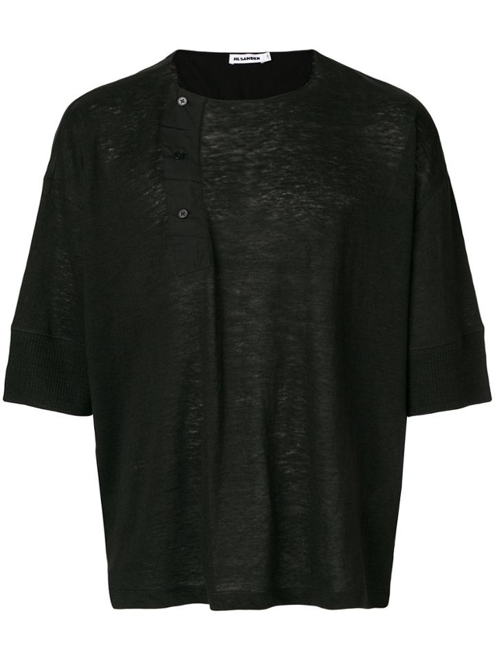 Jil Sander Buttoned Detail T-shirt - Black