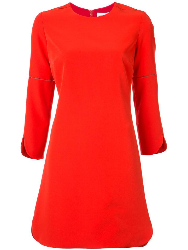 Nellie Partow Round-hem Shift Dress, Women's, Size: 8, Red, Silk/polyester/spandex/elastane