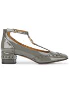 Chloé Grey Patent Leather Perry 45 T Bar Heels