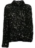 Ports 1961 Sequinned Single Sleeve Top - Black