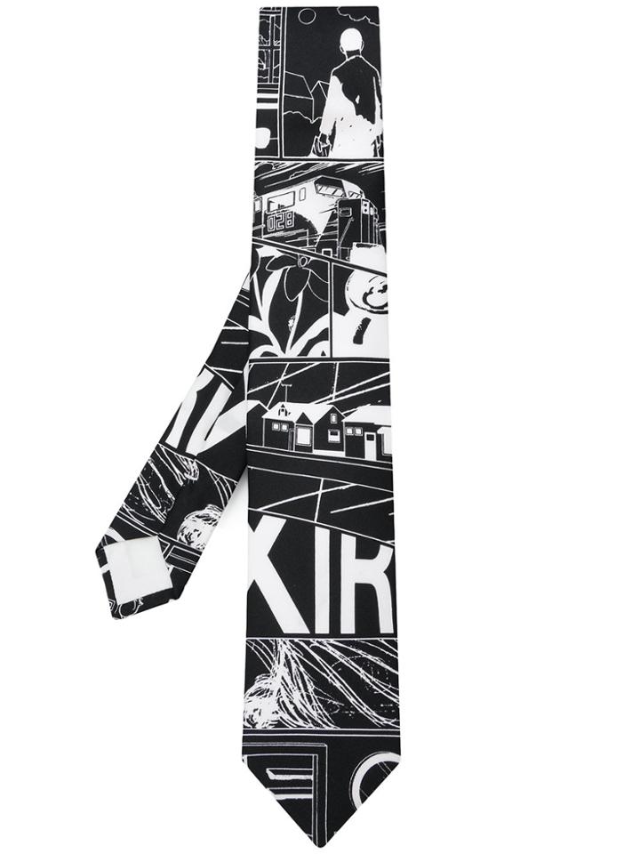 Prada Cartoon Print Tie - Black