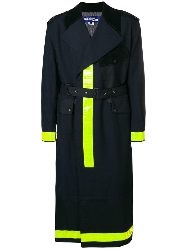 Junya Watanabe Man Reflective Tape Trench Coat - Blue