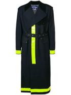 Junya Watanabe Man Reflective Tape Trench Coat - Blue