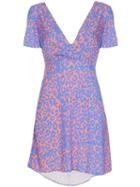 Double Rainbouu Leopard Print Tie-back Mini Dress - Purple
