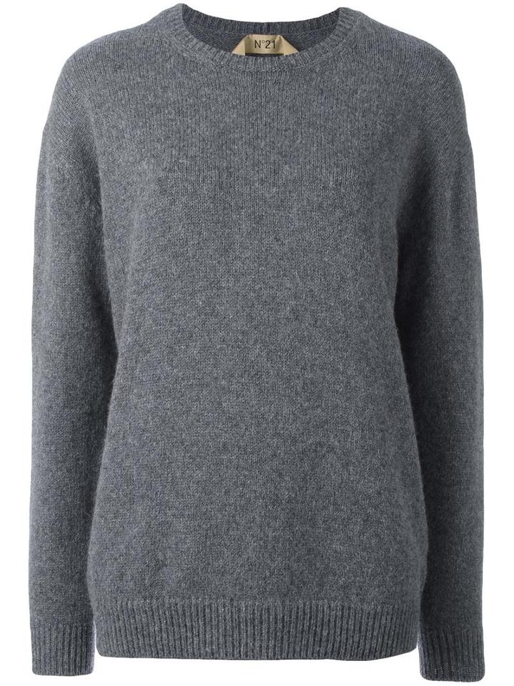 No21 Crew Neck Jumper, Women's, Size: 38, Grey, Alpaca/polyamide