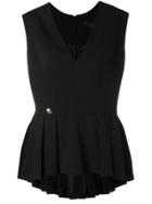 Philipp Plein Pleated Peplum Top - Black