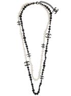 Chanel Vintage Logo Layered Long Necklace - Black