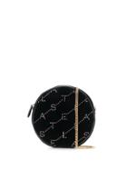 Stella Mccartney Mini Round Velvet Monogram Bag - Black