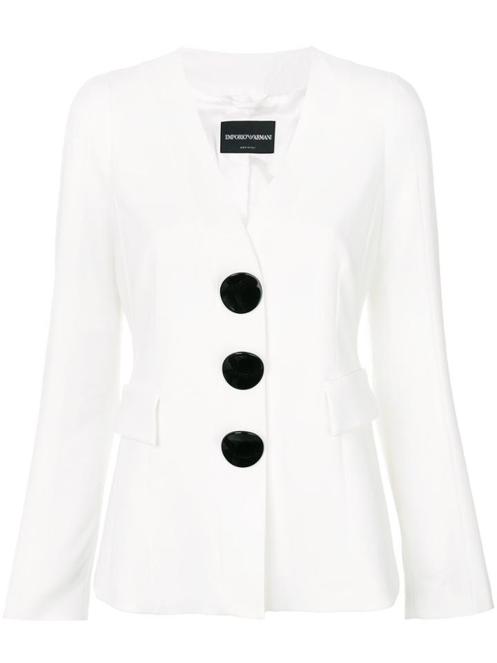 Emporio Armani Fitted Jacket With Large Buttons - White