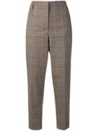 Luisa Cerano Checked Cropped Trousers - Brown