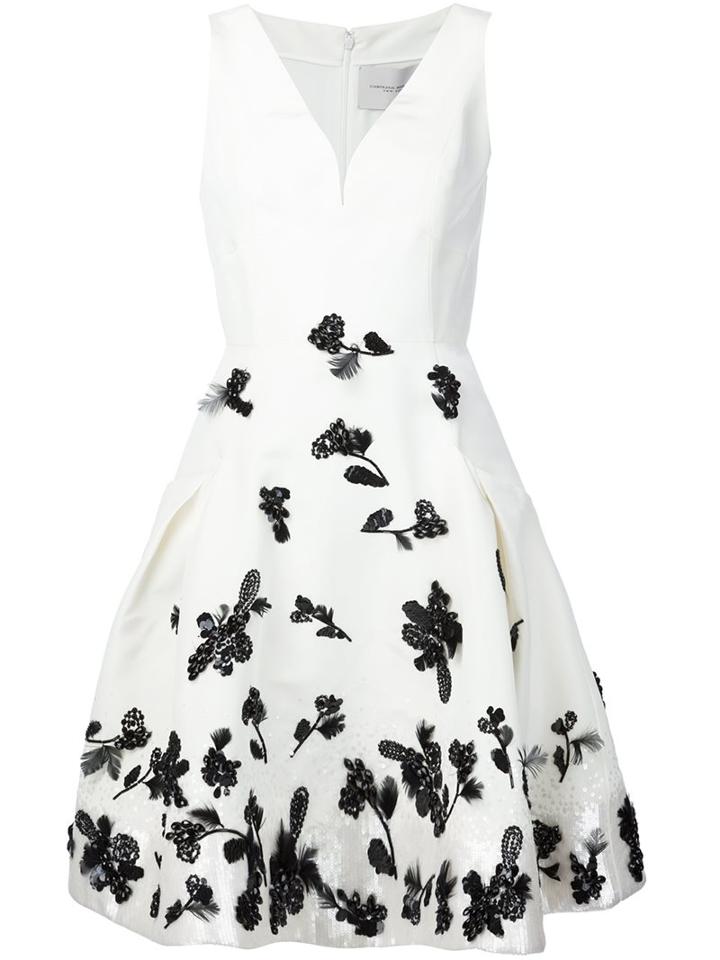 Carolina Herrera Floral Print Dress, Women's, Size: 4, White, Silk