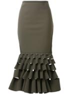 Dion Lee Slash Ruffle Skirt, Women's, Size: 10, Green, Polyamide/polyester/spandex/elastane