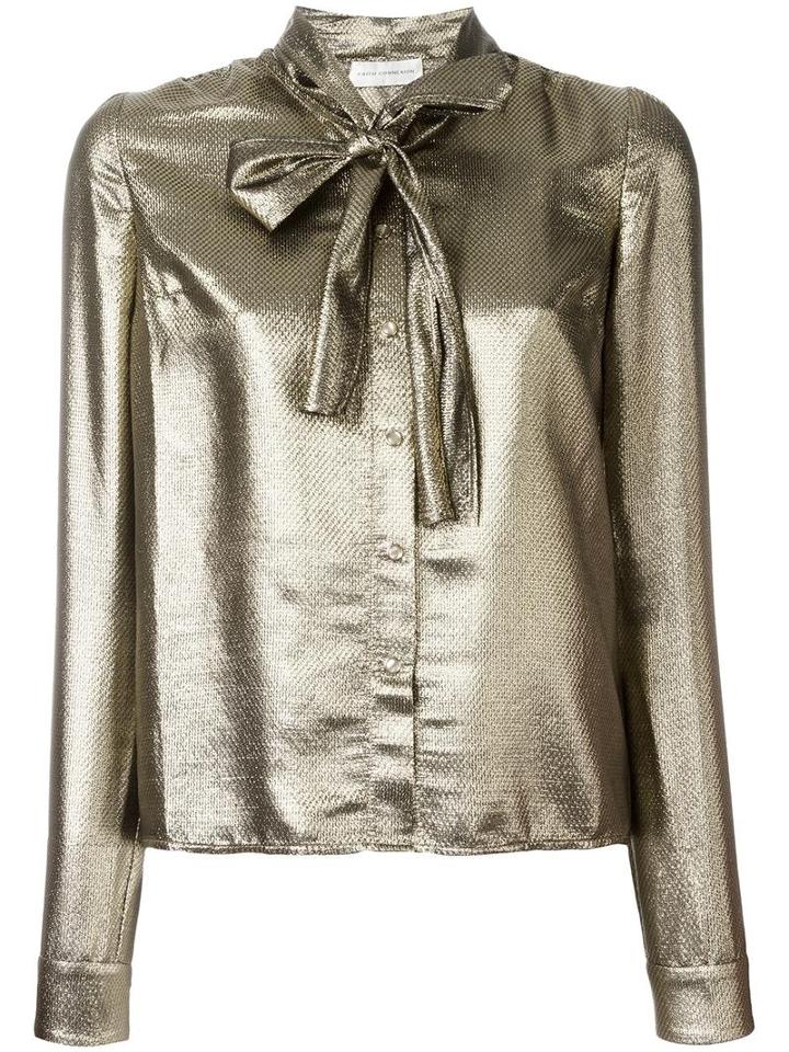 Faith Connexion Lame Chemisier Blouse, Women's, Size: Small, Grey, Silk/viscose/metallized Polyester